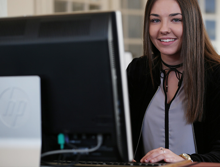 Student working on computer